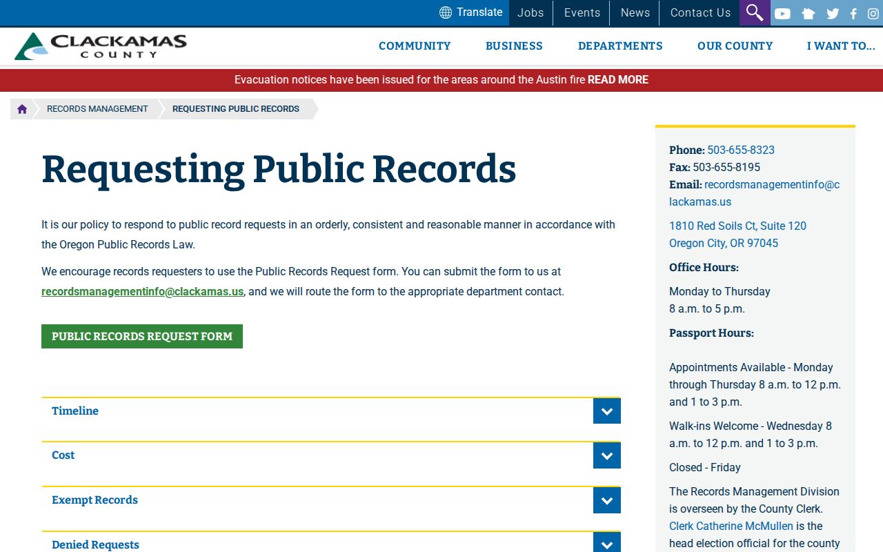 Happy Valley residents directory Clackamas County public records request information