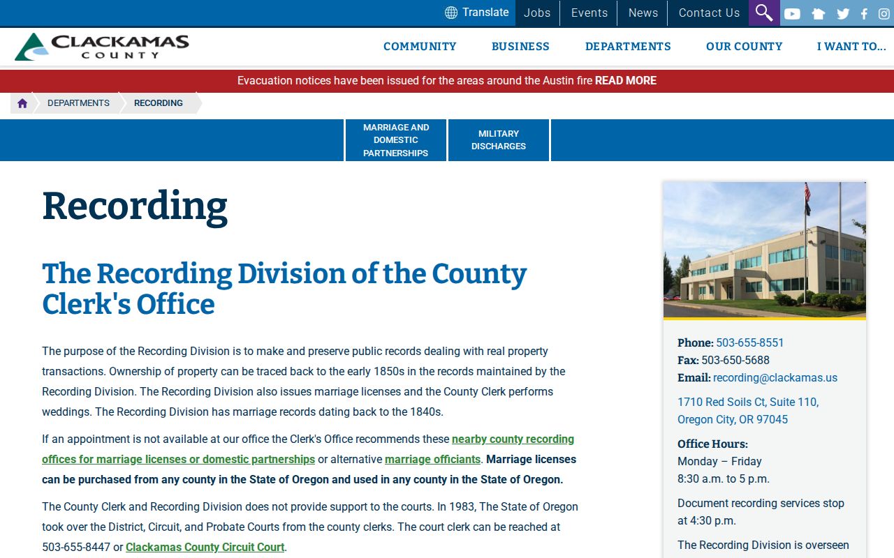 Happy Valley residents directory Clackamas Recording Division research counter